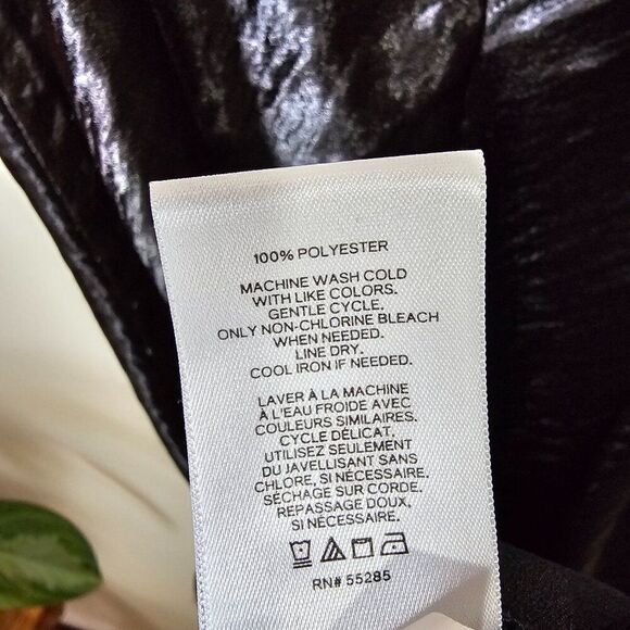 EUC EXPRESS BLACK SATIN FEEL DEEP V NECK SPAGHETTI STRAP MIDI DRESS SIZE 14 - Picture 12 of 14